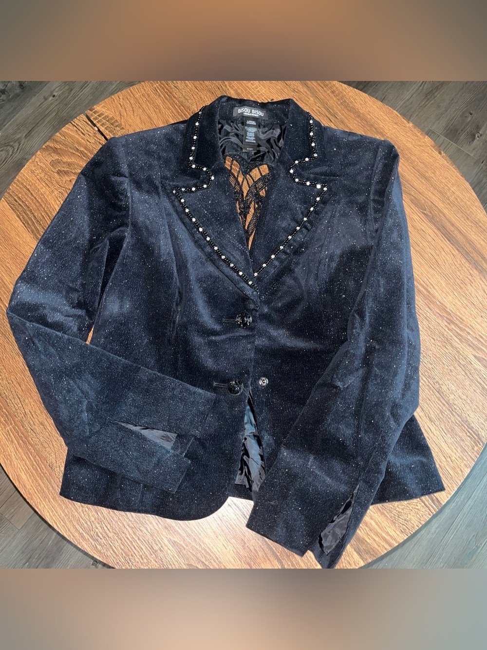 Bisou Bisou Black Velvet Beaded Blazer - Picture 1 of 4